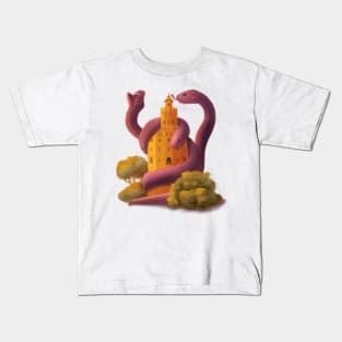 Lyrnaean Hydra attack on Tower of Gold Kids T-Shirt